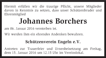 Traueranzeige von Johannes Borchers von KRZ