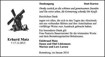 Traueranzeige von Erhard Matz von KRZ