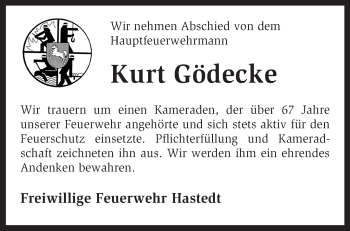 Traueranzeige von Kurt Gödecke von KRZ