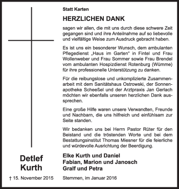 Traueranzeige von Detlef Kurth von KRZ