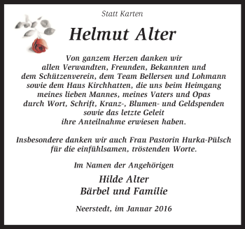 Traueranzeige von Helmut Alter von KRZ