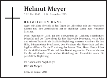 Traueranzeige von Helmut Meyer von KRZ