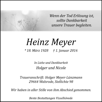 Traueranzeige von Heinz Meyer von KRZ