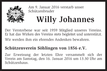 Traueranzeige von Willy Johannes von KRZ