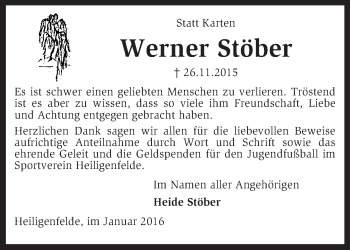 Traueranzeige von Werner Stöber von KRZ