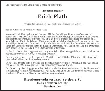 Traueranzeige von Erich Plath von KRZ