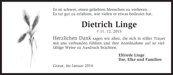 Traueranzeige von Dietrich Linge von KRZ