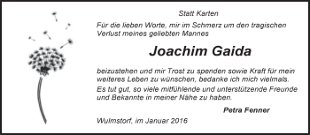 Traueranzeige von Joachim Gaida von KRZ