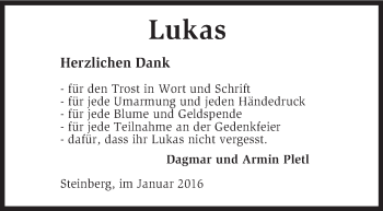 Traueranzeige von Lukas  von KRZ