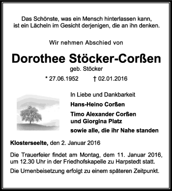 Traueranzeige von Dorothee Stöcker-Corßen von KRZ