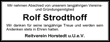 Traueranzeige von Rolf Strodthoff von KRZ