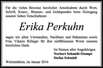 Traueranzeige von Erika Perkuhn von KRZ