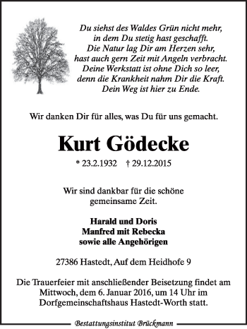 Traueranzeige von Kurt Gödecke von KRZ