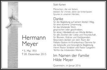 Traueranzeige von Hermann Meyer von KRZ