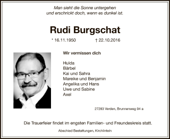 Traueranzeige von Rudi Burgschat von SYK