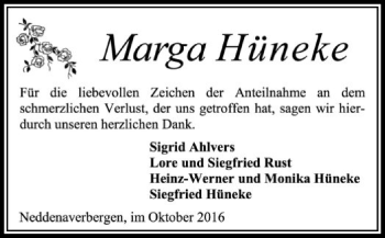 Traueranzeige von Marga Hüneke von SYK