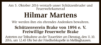 Traueranzeige von Hilmar Martens von SYK