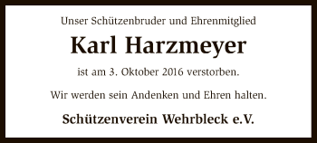 Traueranzeige von Karl Harzmeyer von SYK