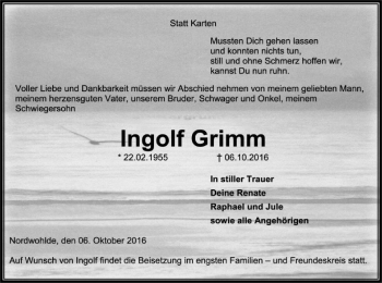 Traueranzeige von Ingolf Grimm von SYK