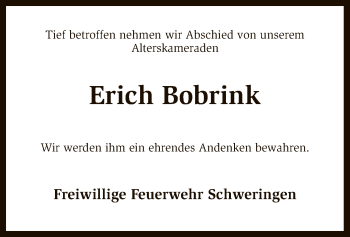 Traueranzeige von Erich Bobrink von SYK