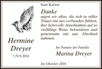 Traueranzeige von Hermine Dreyer von SYK