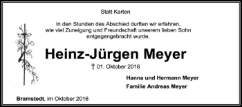 Traueranzeige von Heinz-Jürgen Meyer von SYK