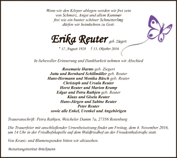 Traueranzeige von Erika Reuter von SYK