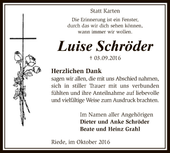 Traueranzeige von Luise Schröder von SYK