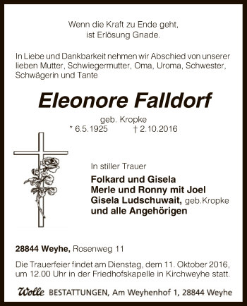 Traueranzeige von Eleonore Falldorf von SYK