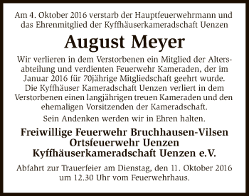 Traueranzeige von August Meyer von SYK