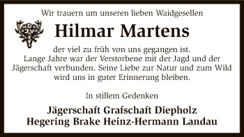 Traueranzeige von Hilmar Martens von SYK