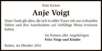 Traueranzeige von Anje Voigt von SYK