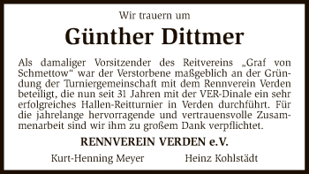 Traueranzeige von Günther Dittmer von SYK