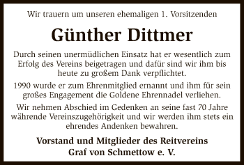 Traueranzeige von Günther Dittmer von SYK