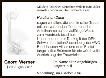 Traueranzeige von Georg Werner von SYK