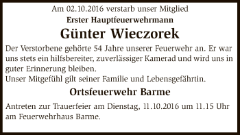 Traueranzeige von Günter Wieczorek von SYK