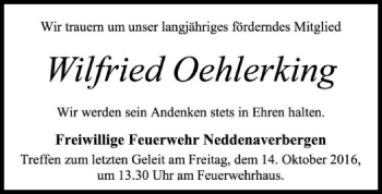 Traueranzeige von Wilfried Oehlerking von SYK