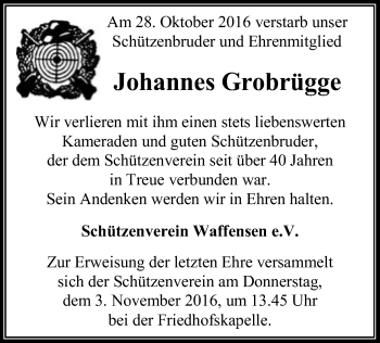 Traueranzeige von Johannes Grobrügge von SYK