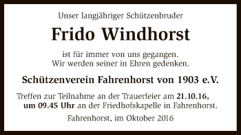 Traueranzeige von Frido Windhorst von SYK