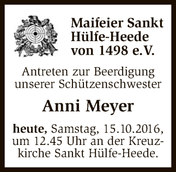 Traueranzeige von Anni Meyer von SYK