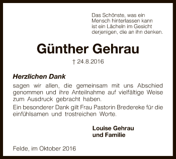 Traueranzeige von Günther Gehrau von SYK