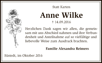 Traueranzeige von Anne Wilke von SYK