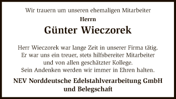 Traueranzeige von Günter Wieczorek von SYK