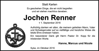 Traueranzeige von Jochen Renner von SYK
