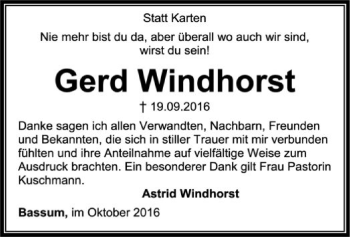 Traueranzeige von Gerd Windhorst von SYK