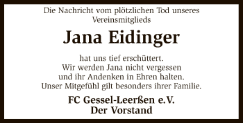 Traueranzeige von Jana Eidinger von SYK