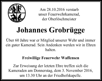 Traueranzeige von Johannes Grobrügge von SYK