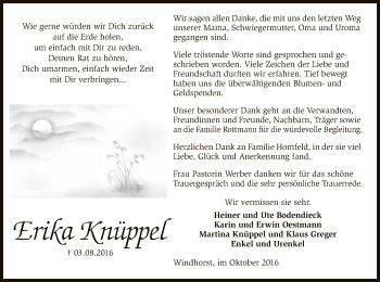 Traueranzeige von Erika Knüppel von SYK