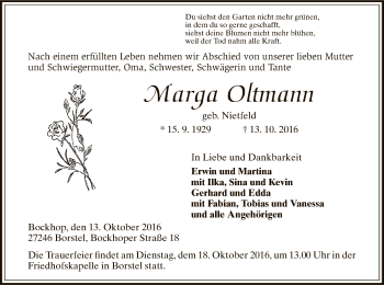 Traueranzeige von Marga Oftmann von SYK