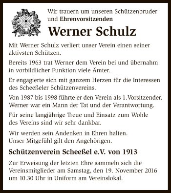 Traueranzeige von Werner Schulz von SYK